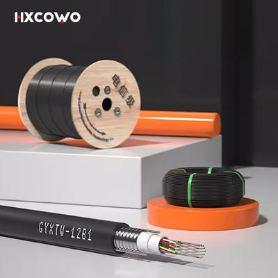 comprar High Speed HXCOWO Aerial Single Mode GYXTW Outdoor 12Core G652D Tube HDPE Jacket Armoured Fiber Optical Cable fabricación en línea