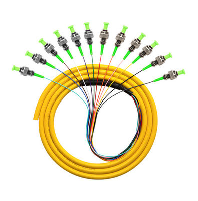 comprar PVC LSZH HXCOWO ST APC Connector SM MM 12 Core 1M Or Customized Length Fiber Optic Pigtail fabricación en línea