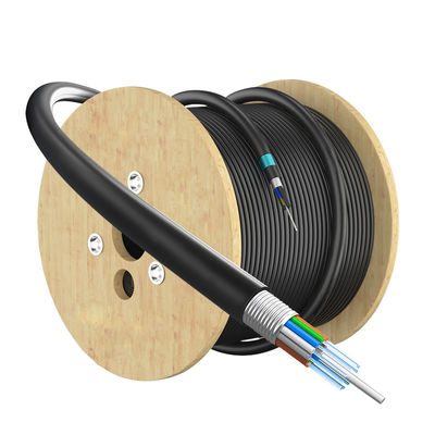 2-288 Core GYTA Cable de fibra óptica de conducto exterior coaxial de enterramiento directo para comunicación SM MM chaqueta PE negra