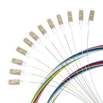 Customized Lengths 12 Cores LC/APC Singlemode Fiber Optic Pigtail for FTTN Connection